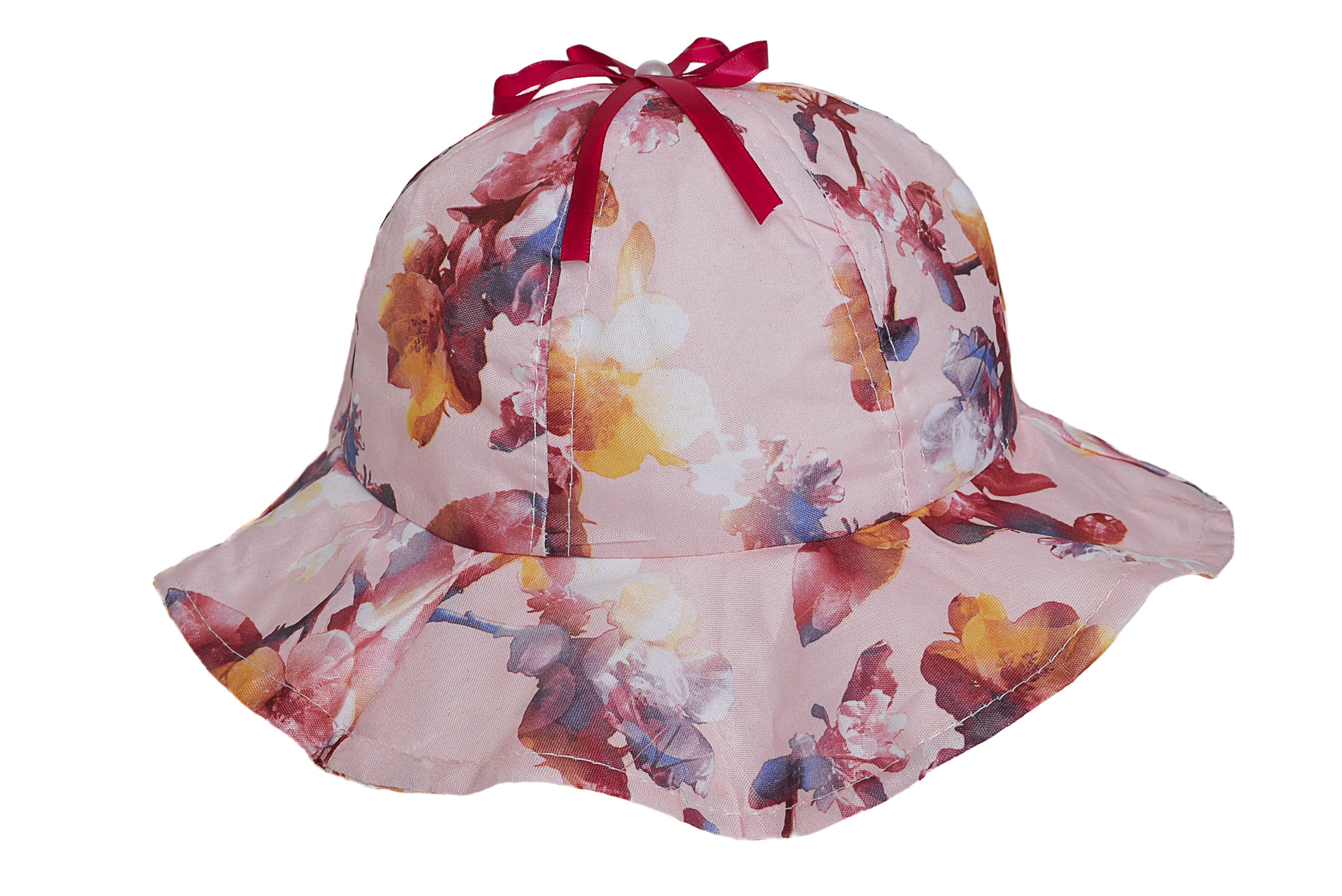 Sombrero capelina de niña en tela floreado. 