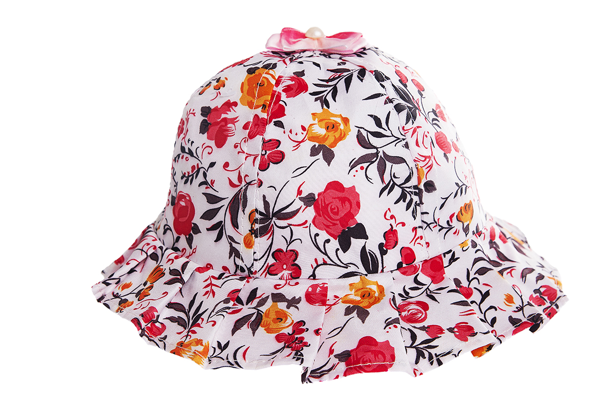 Sombrero capelina de niña con flores y Ala pisada.