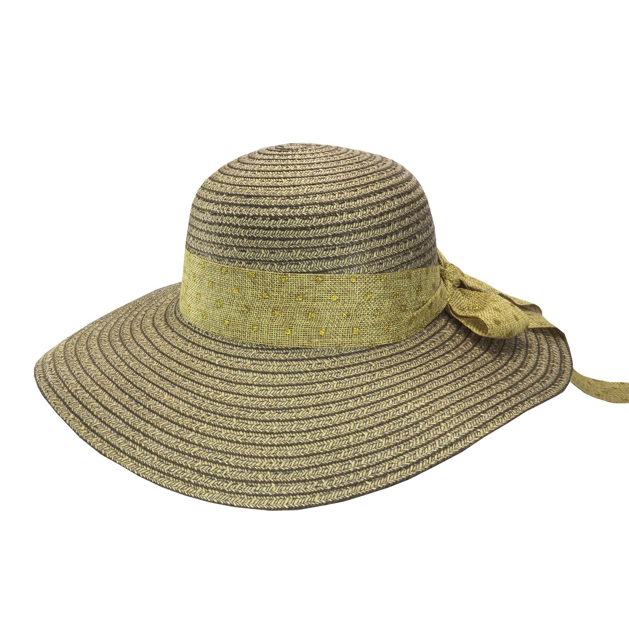 Sombrero capelina ala ancha con cinta de lunares 