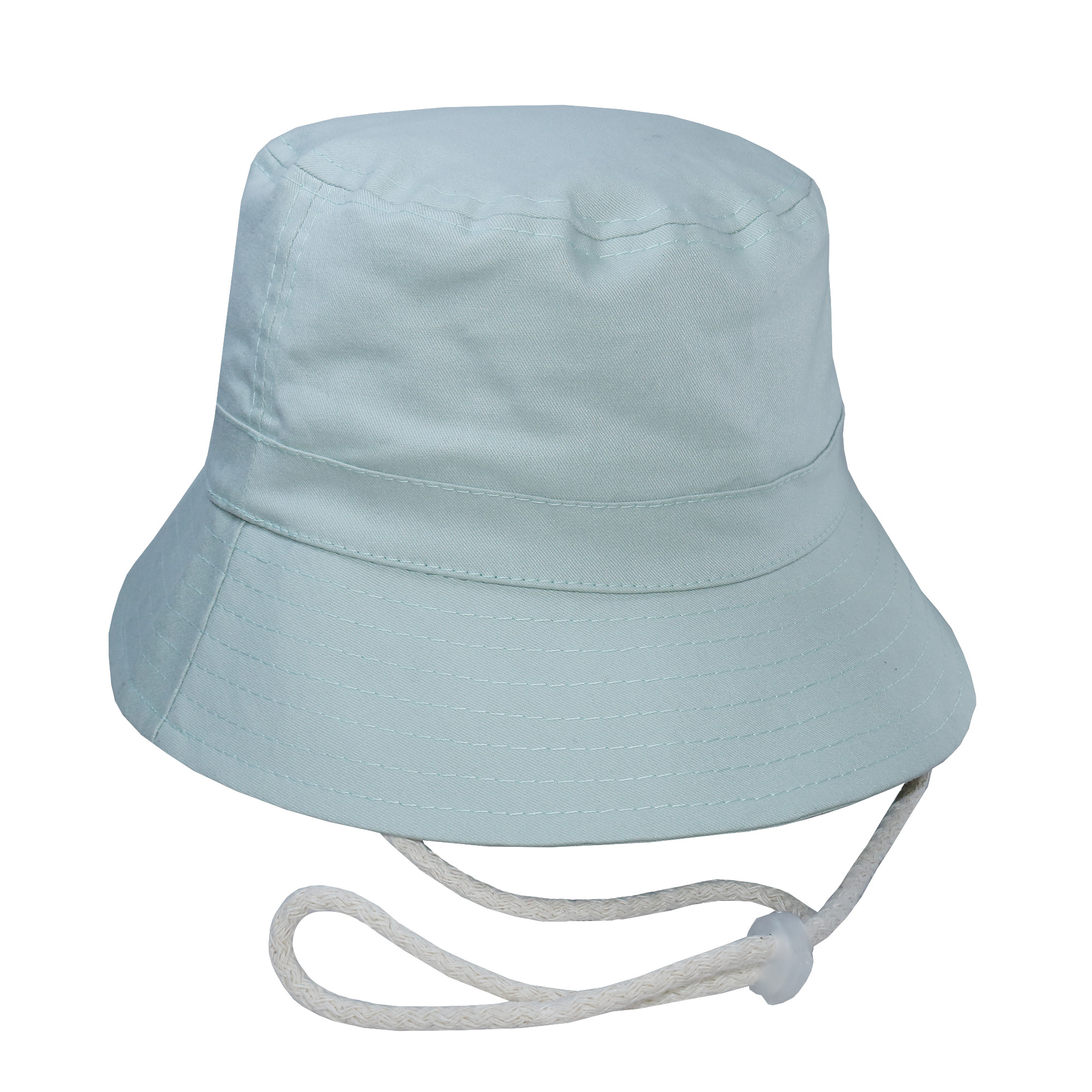 Bucket hat con cordón en gabardina agua marina.