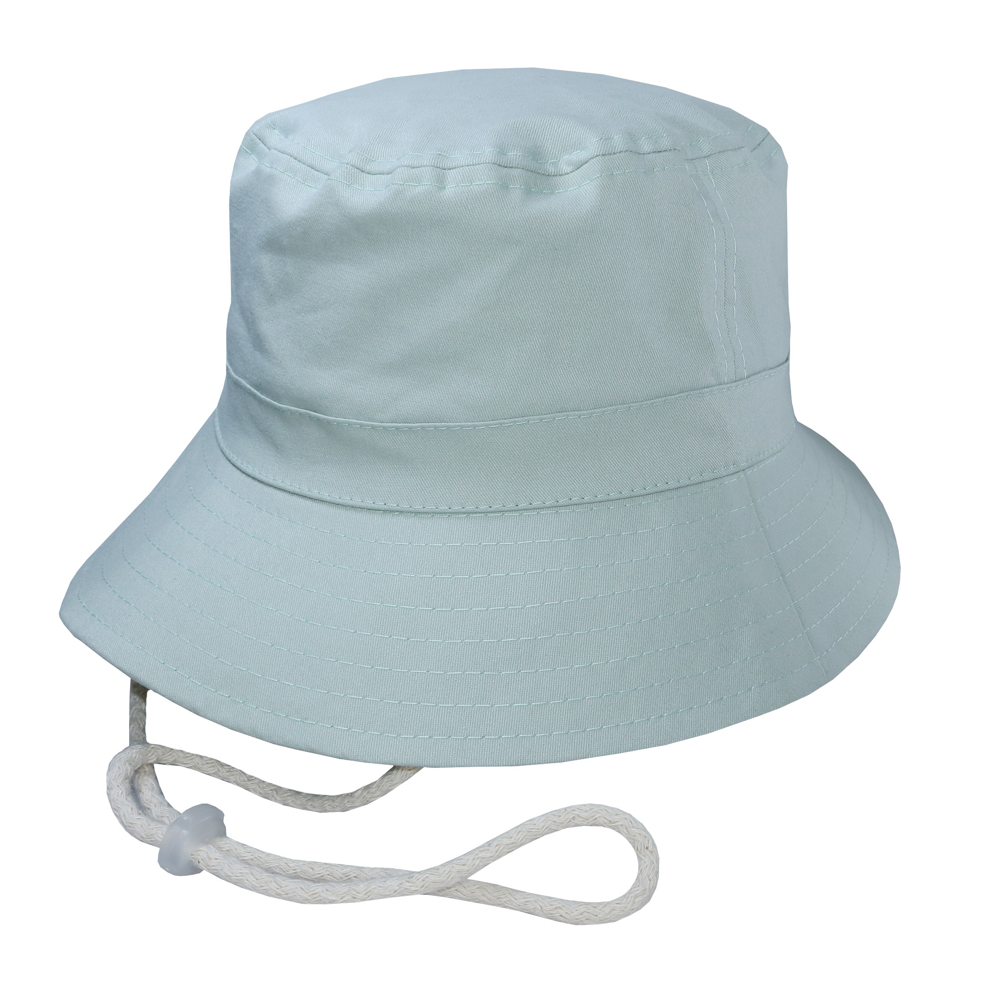 Bucket hat con cordón en gabardina agua marina.