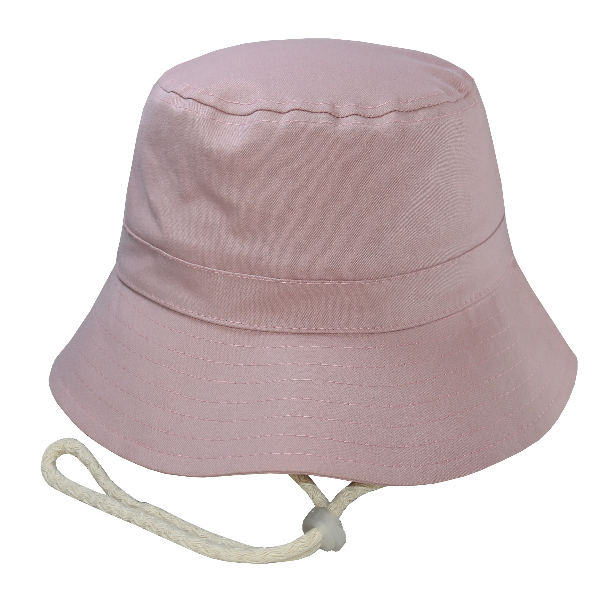 Bucket hat con cordón en gabardina rosa.