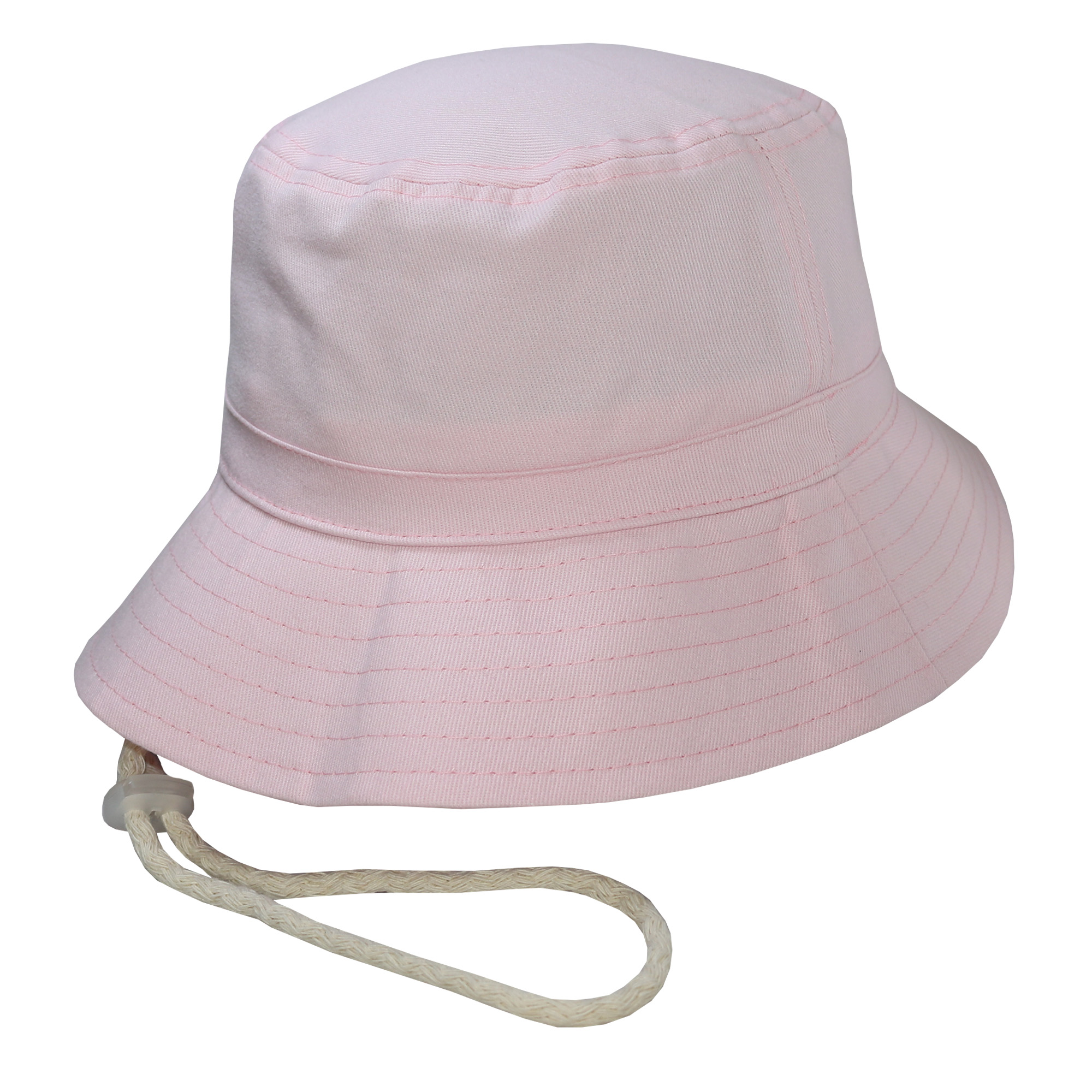 Bucket hat con cordón en gabardina rosa bebe