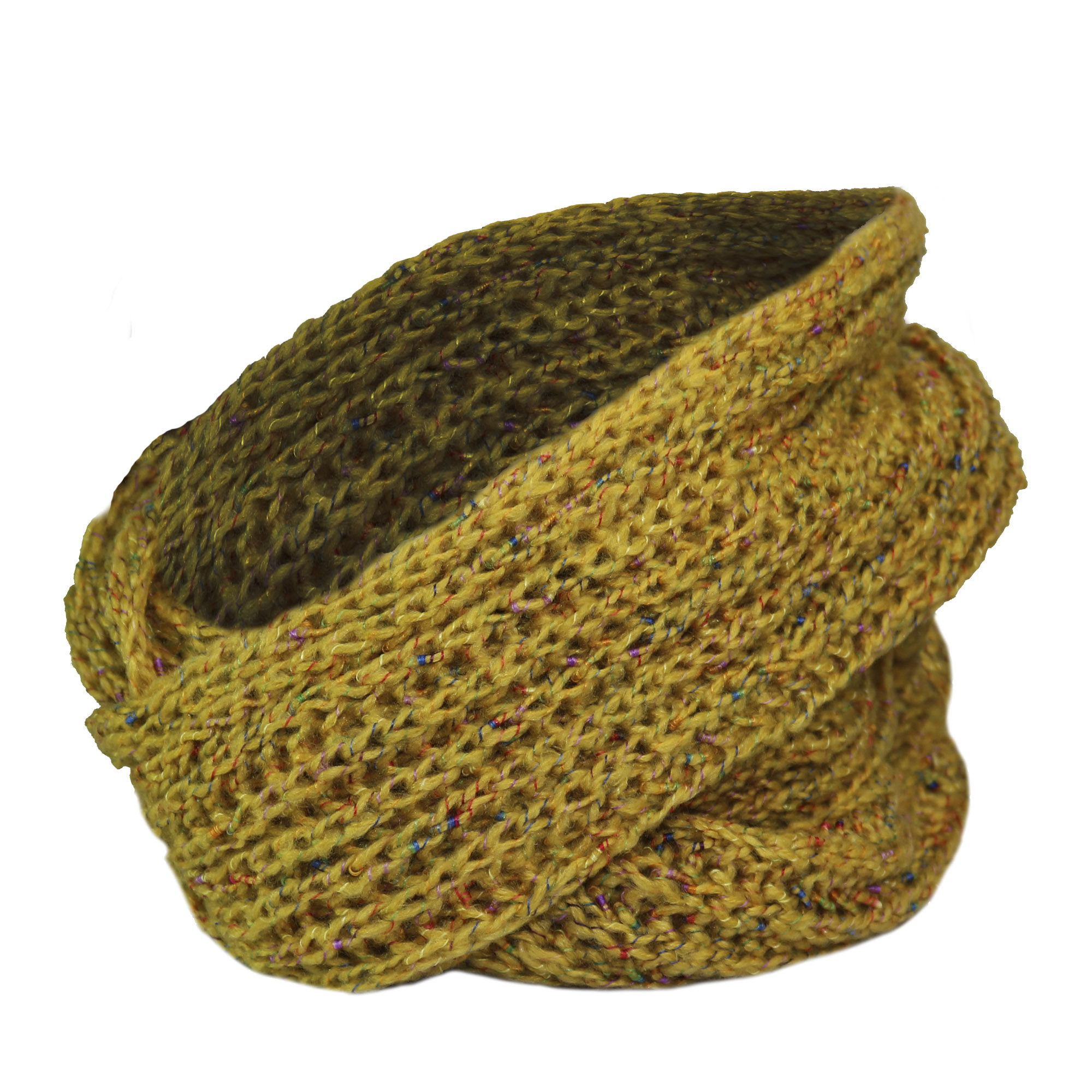 Cuello tejido tubular blanco Mostaza 