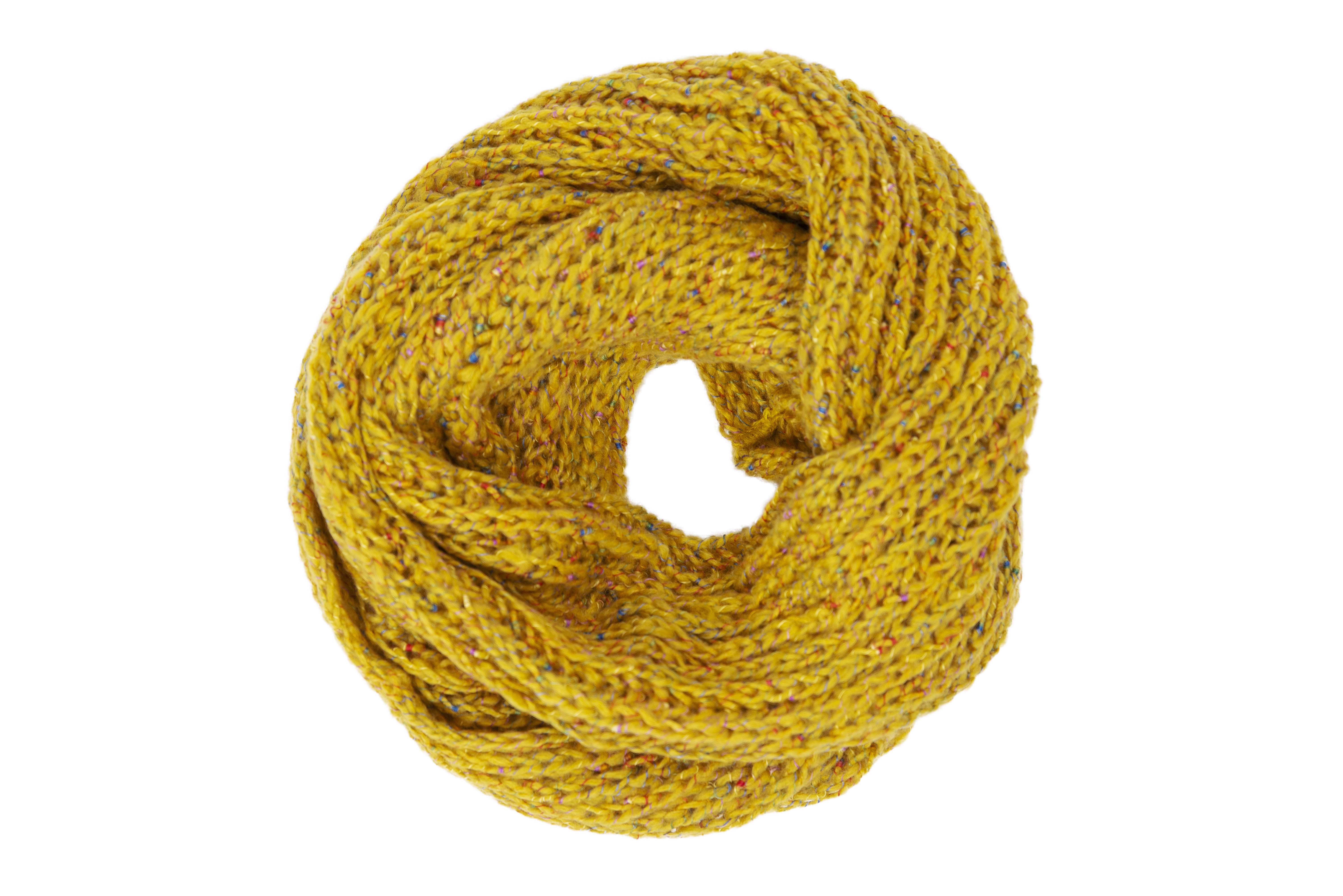 Cuello tejido tubular blanco Mostaza 