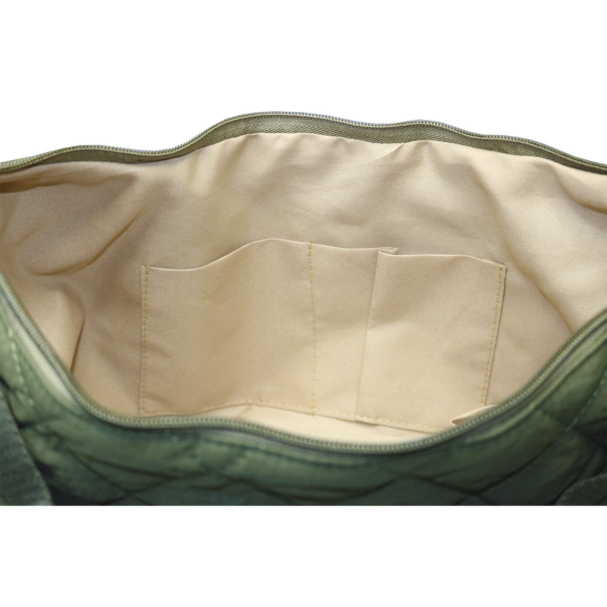 Tote bag puffer con cierres beige