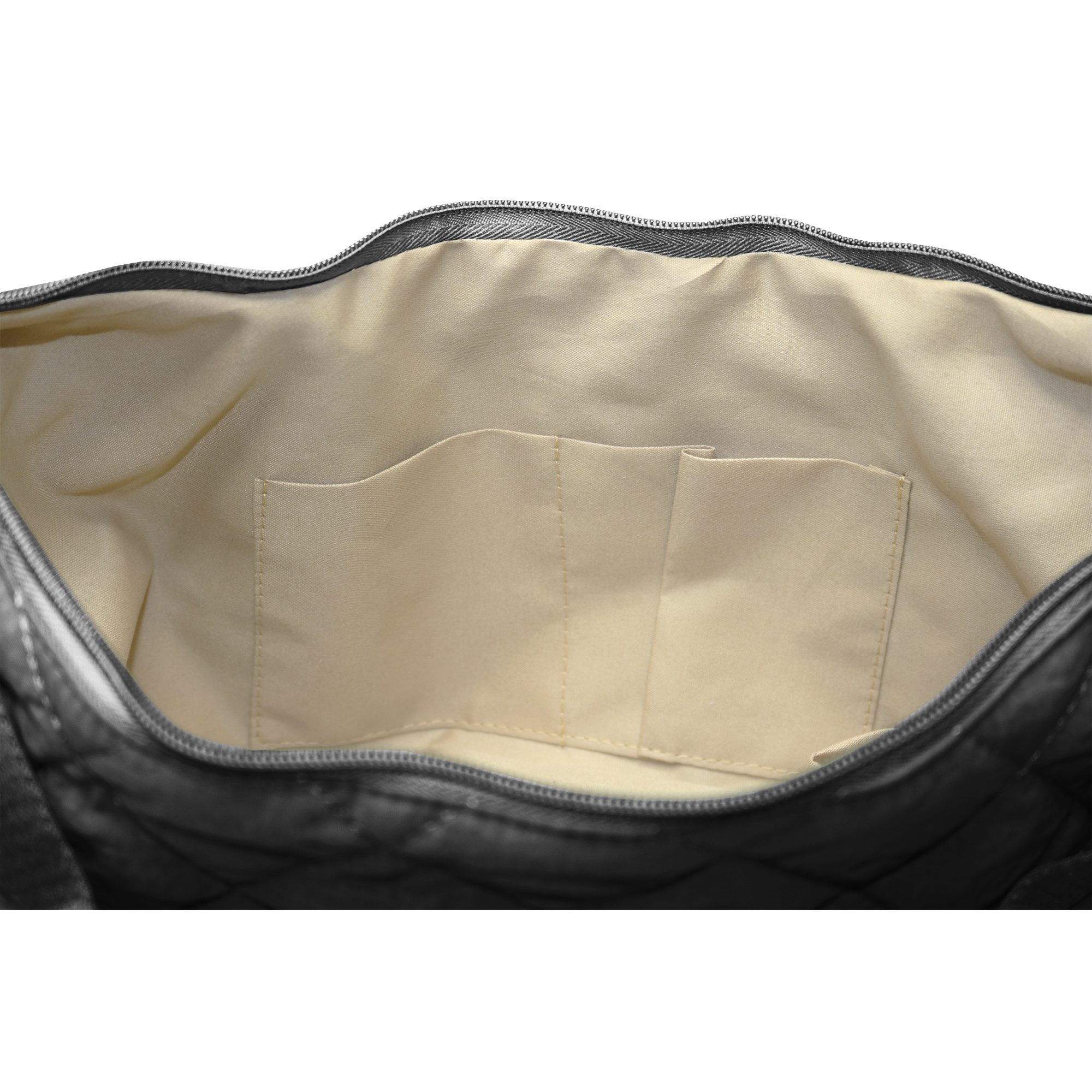 Tote bag puffer con cierres negro 