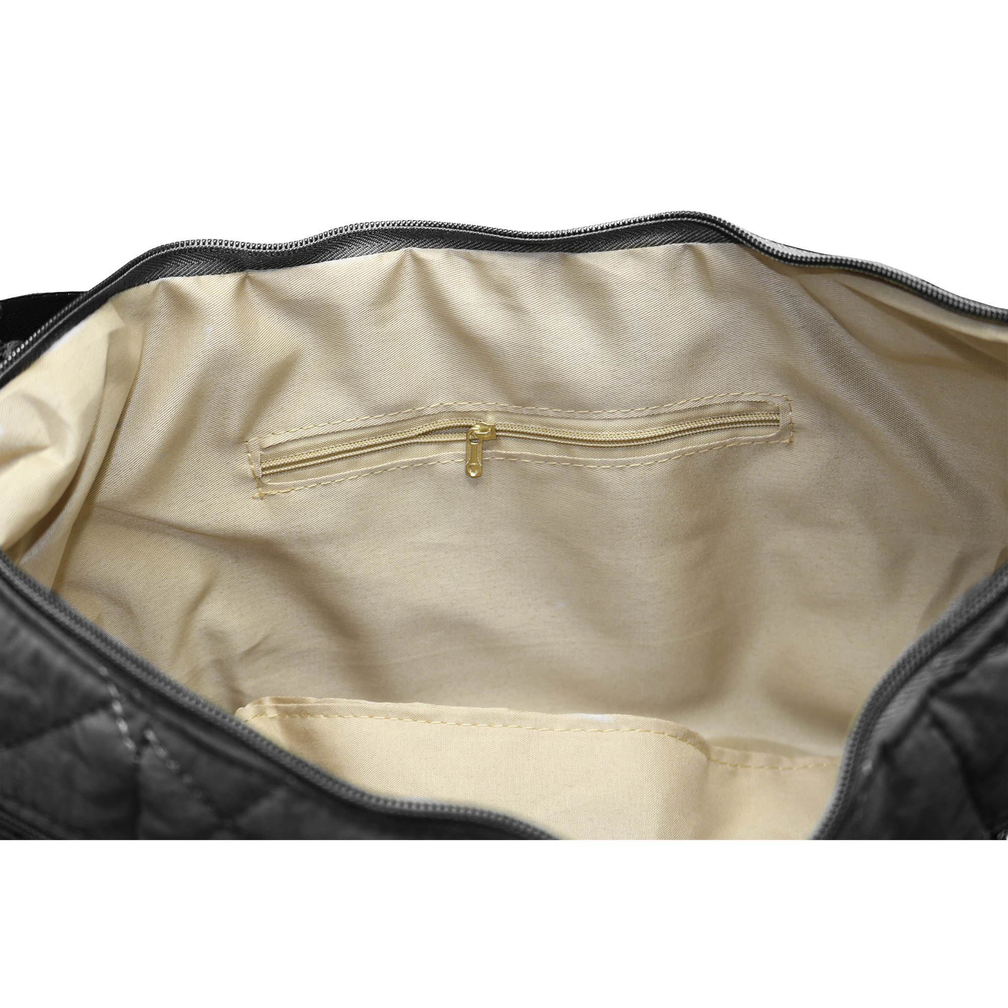 Tote bag puffer con cierres negro 