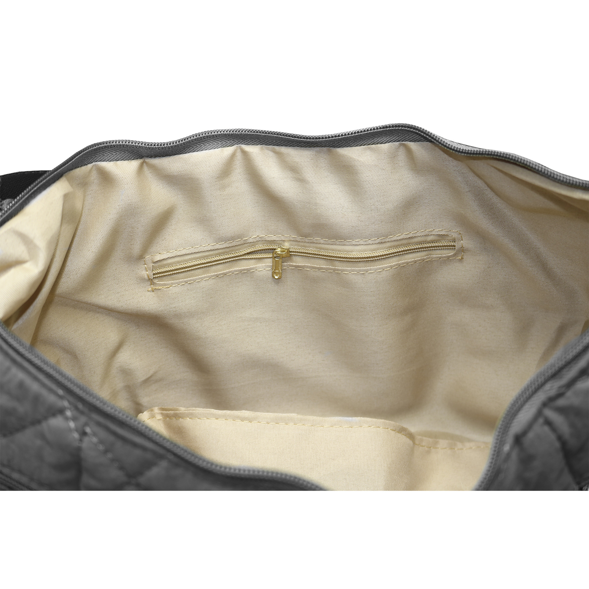 Tote bag puffer con cierres gris