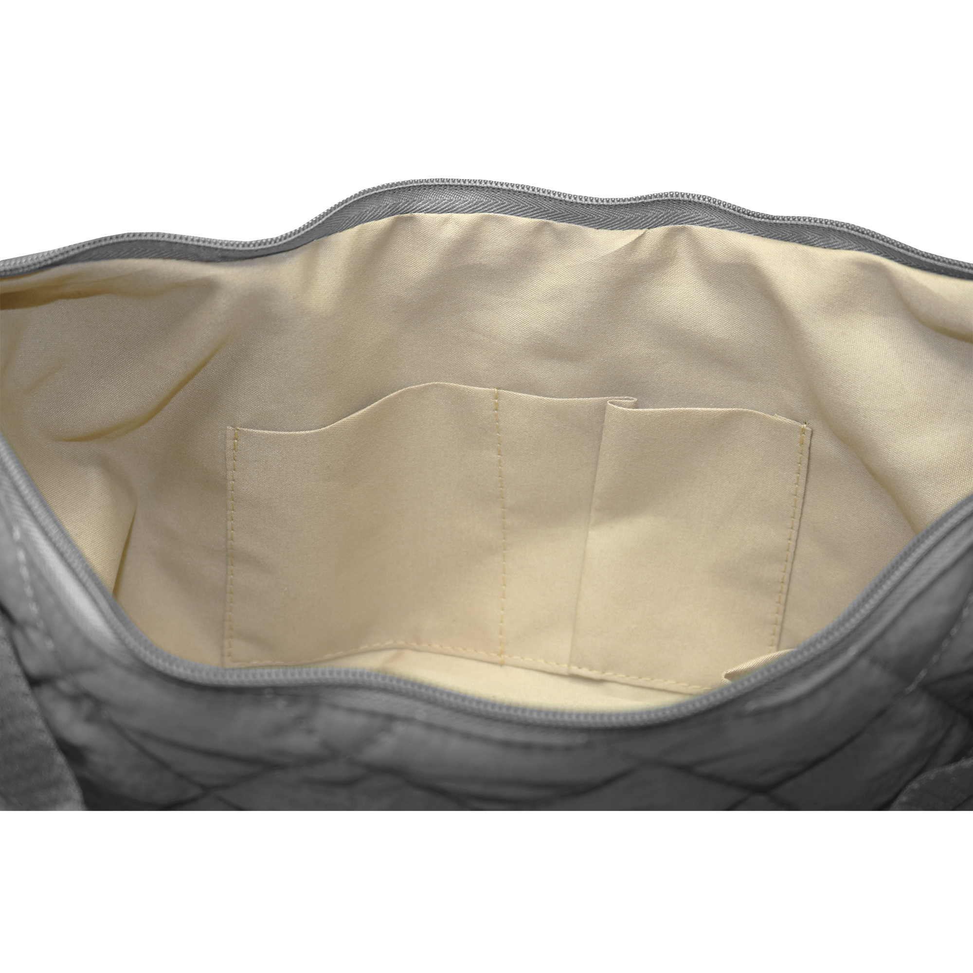 Tote bag puffer con cierres gris