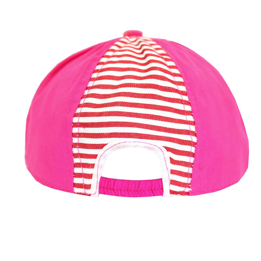 Gorra happy baby de algodon frente y visera roja con la copa en lineas blancas