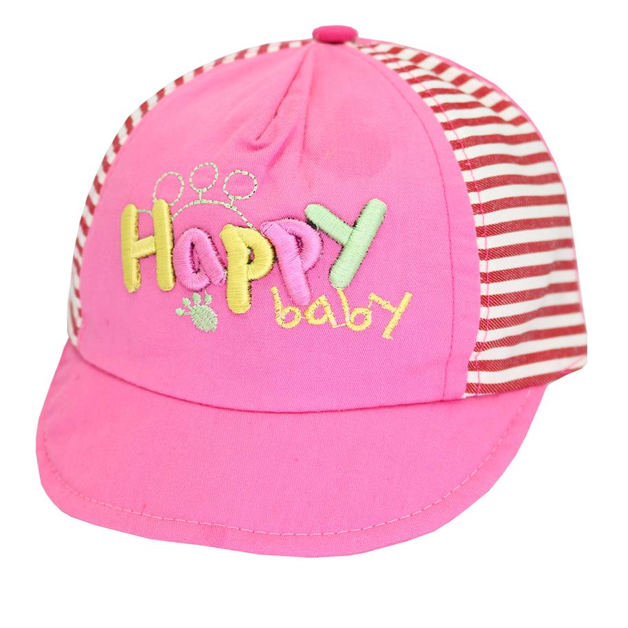Gorra happy baby de algodon frente y visera roja con la copa en lineas blancas
