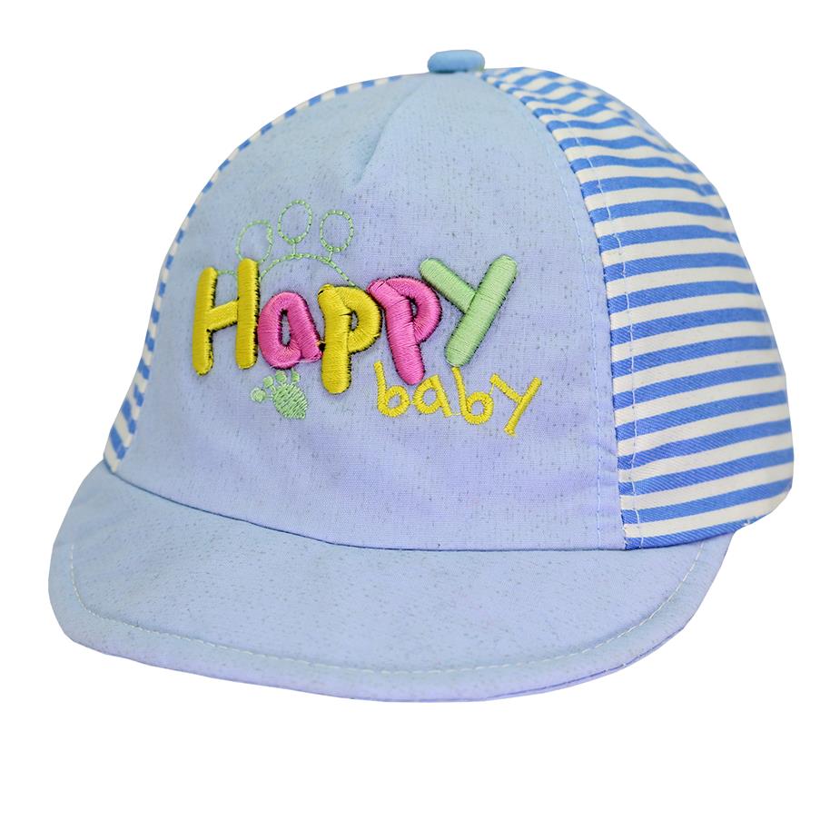 Gorra happy baby de algodon frente y visera roja con la copa en lineas blancas
