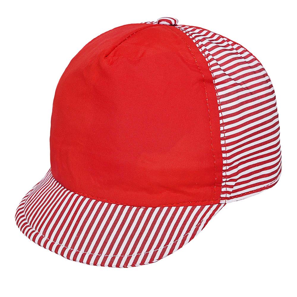 Gorra de bebe combinado frente rojo copa y visera de líneas rojas