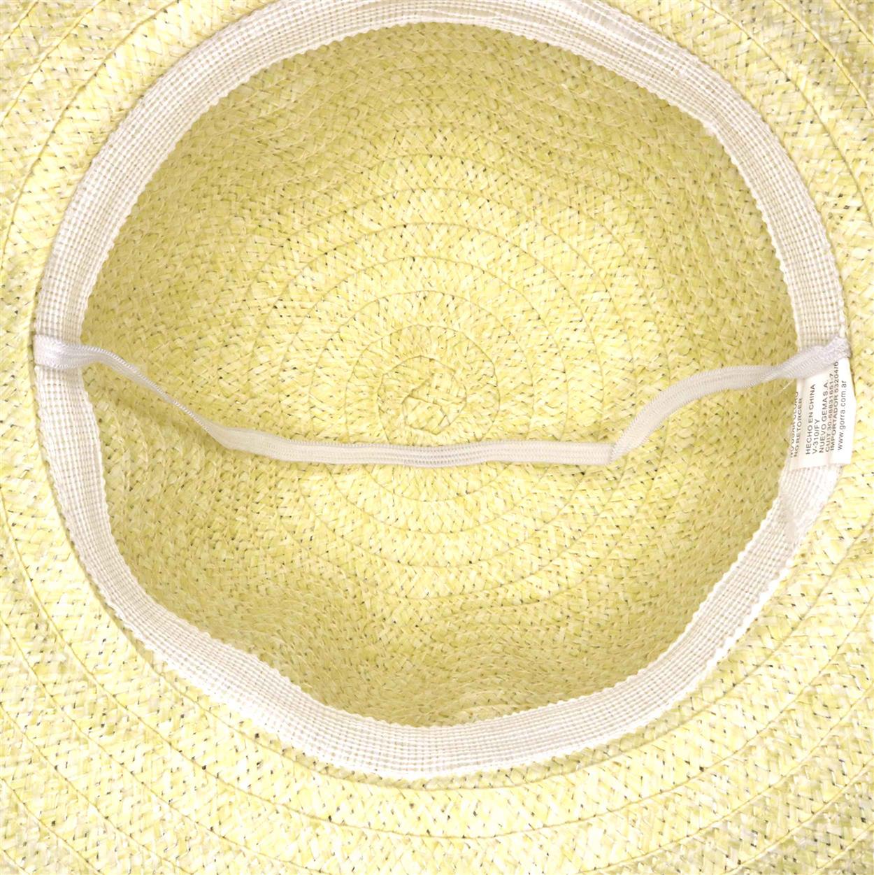 Sombrero capelina de adulto en dos tonos con detalle de cinta a cuadros en el ala.