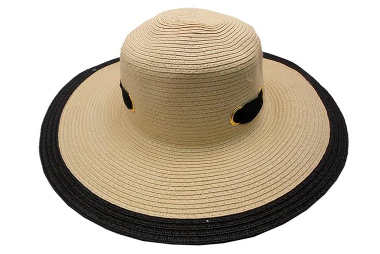 CAPELINA CON BORDE NEGRO Y CINTA DE TELA