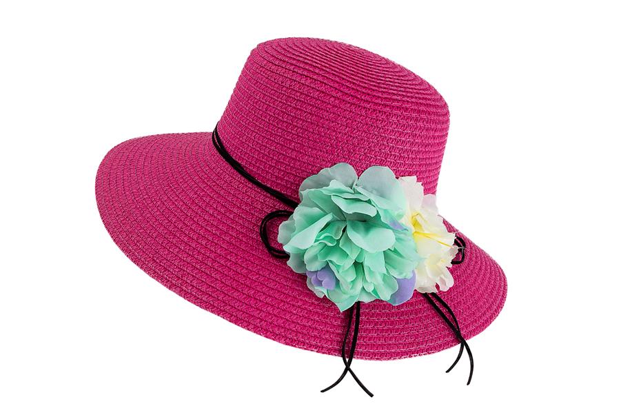 Sombrero capelina de adulto con decoración en el ala.