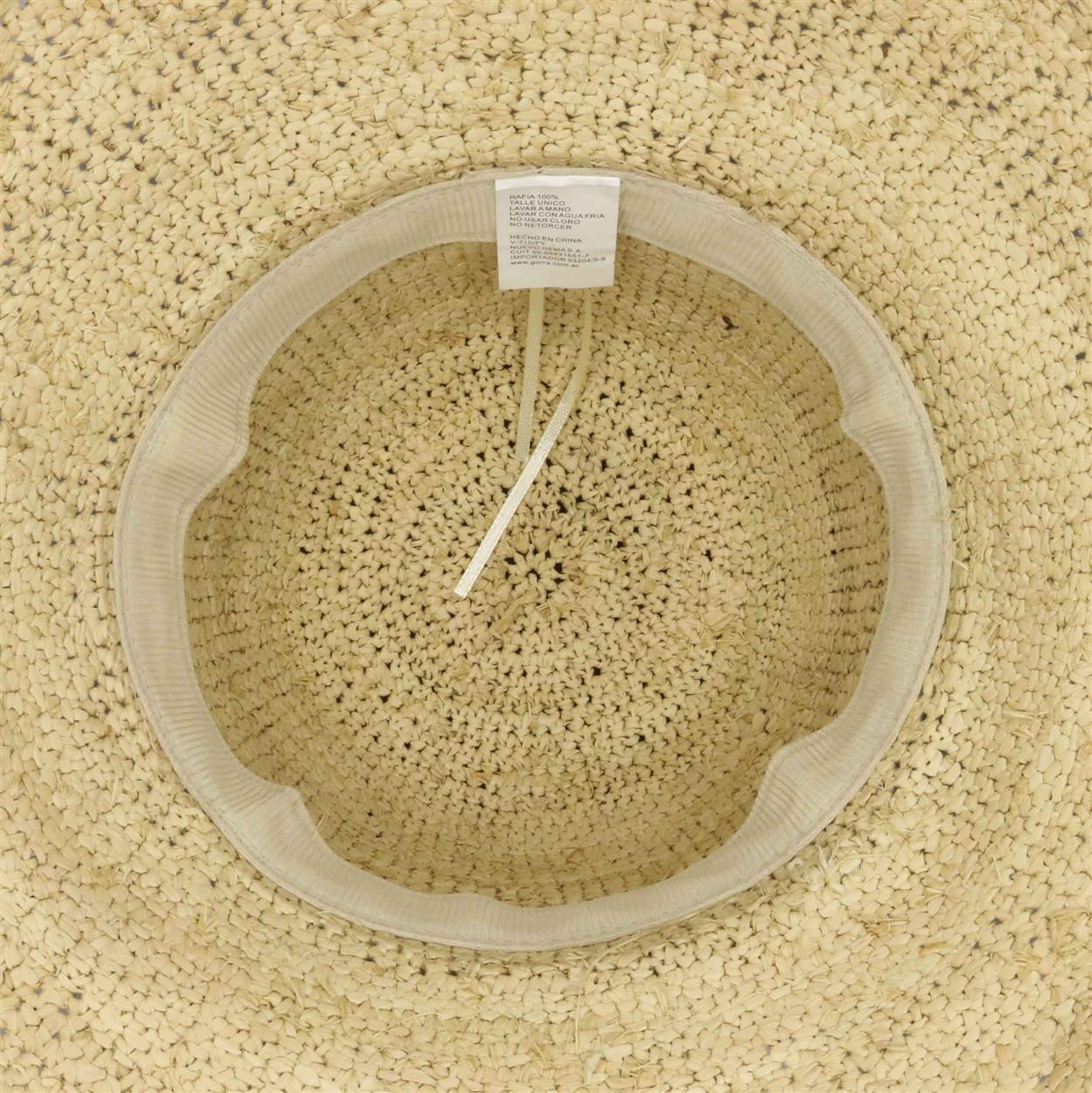 Sombrero capelina de adulto en raffia natural.