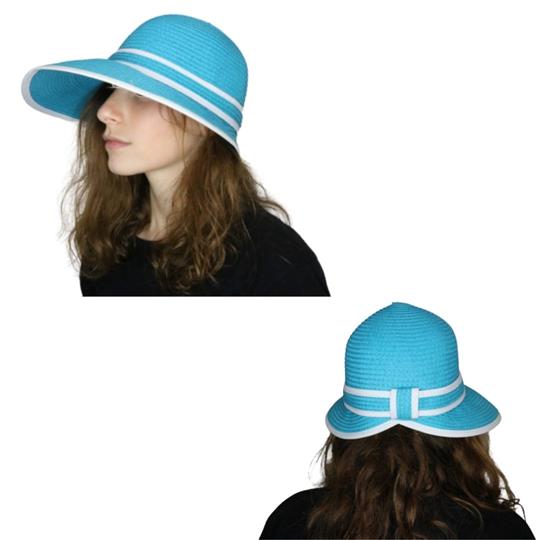 SOMBRERO TIPO PAMELA DE CELULOSA VIVOS CINTA GROSS BLANCA