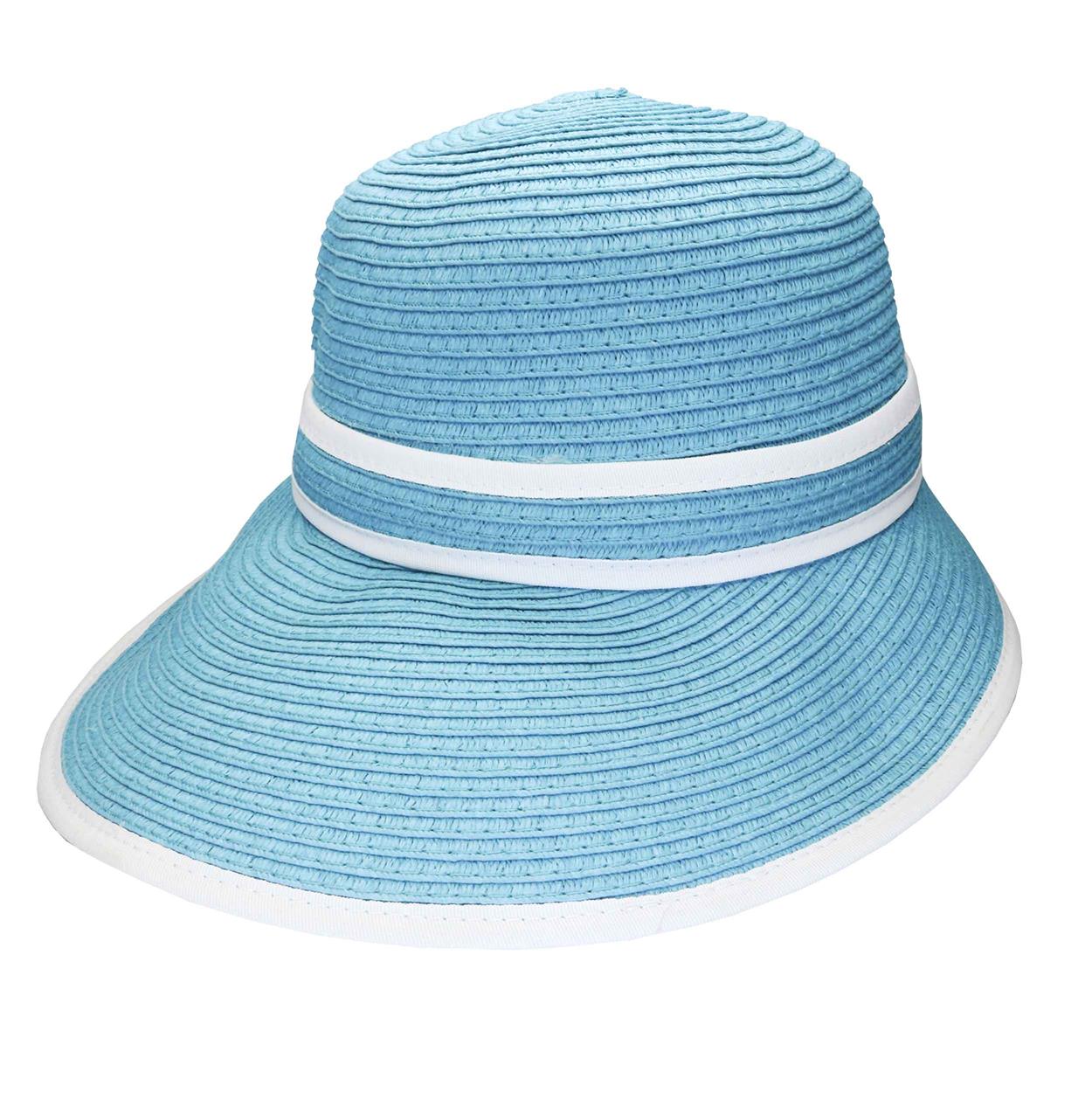 SOMBRERO TIPO PAMELA DE CELULOSA VIVOS CINTA GROSS BLANCA
