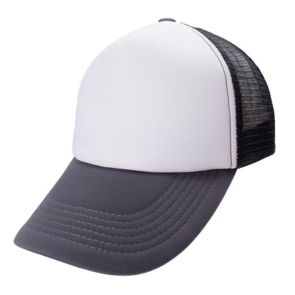 GORRA TRUCKER FRENTE BLANCO RED NEGRA Y VISERA GRIS