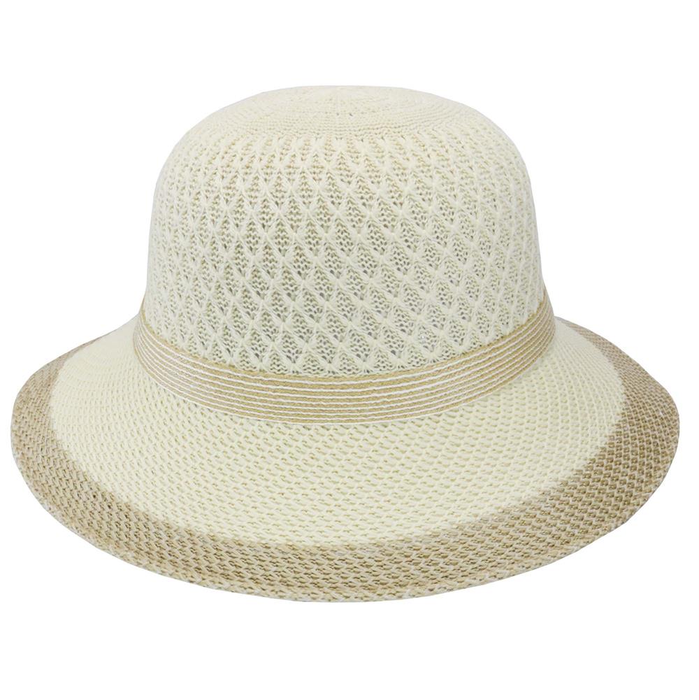 Sombrero capelina beige campanita borde combinado 