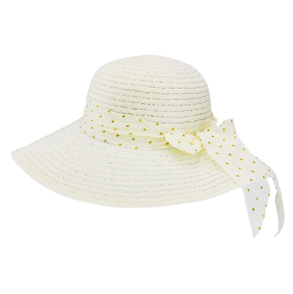 Sombrero capelina ala ancha con cinta de lunares