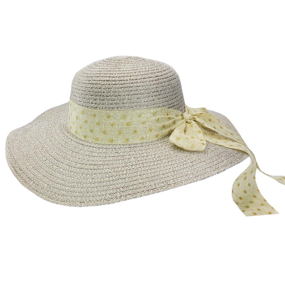 Sombrero capelina ala ancha con cinta de lunares 