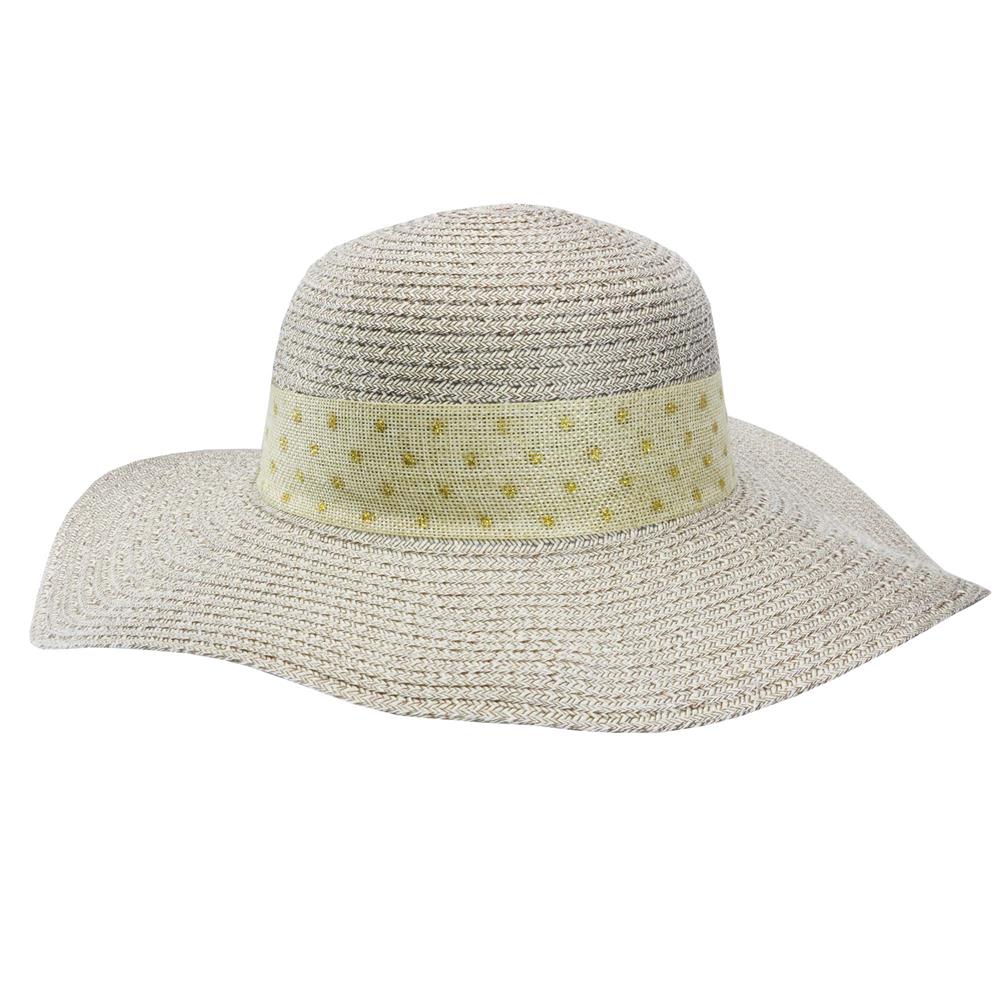 Sombrero capelina ala ancha con cinta de lunares