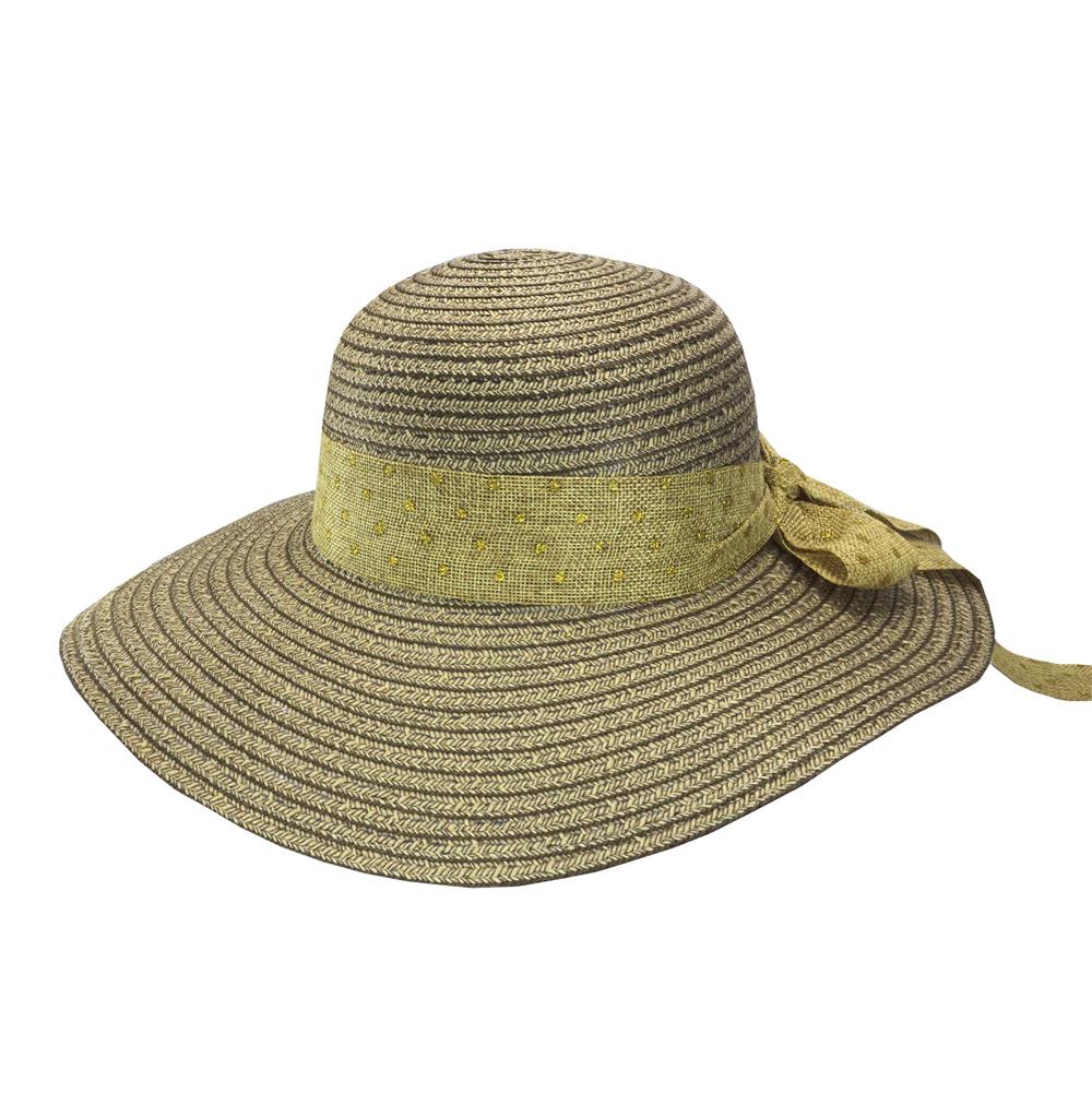 Sombrero capelina ala ancha con cinta de lunares