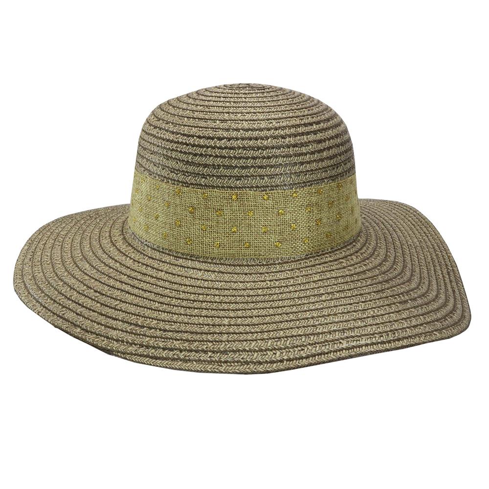 Sombrero capelina ala ancha con cinta de lunares