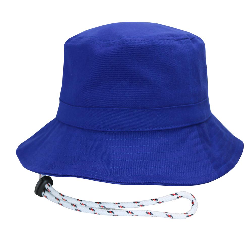 Bucket hat con cordón en gabardina azul francia.