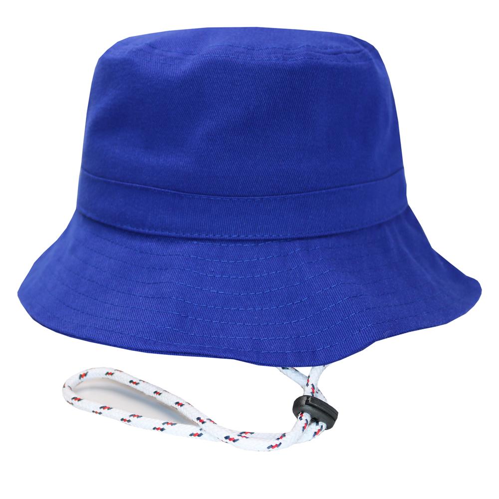 Bucket hat con cordón en gabardina azul francia.