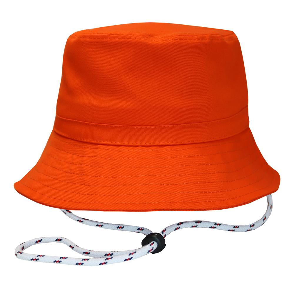 Bucket hat con cordón en gabardina naranja