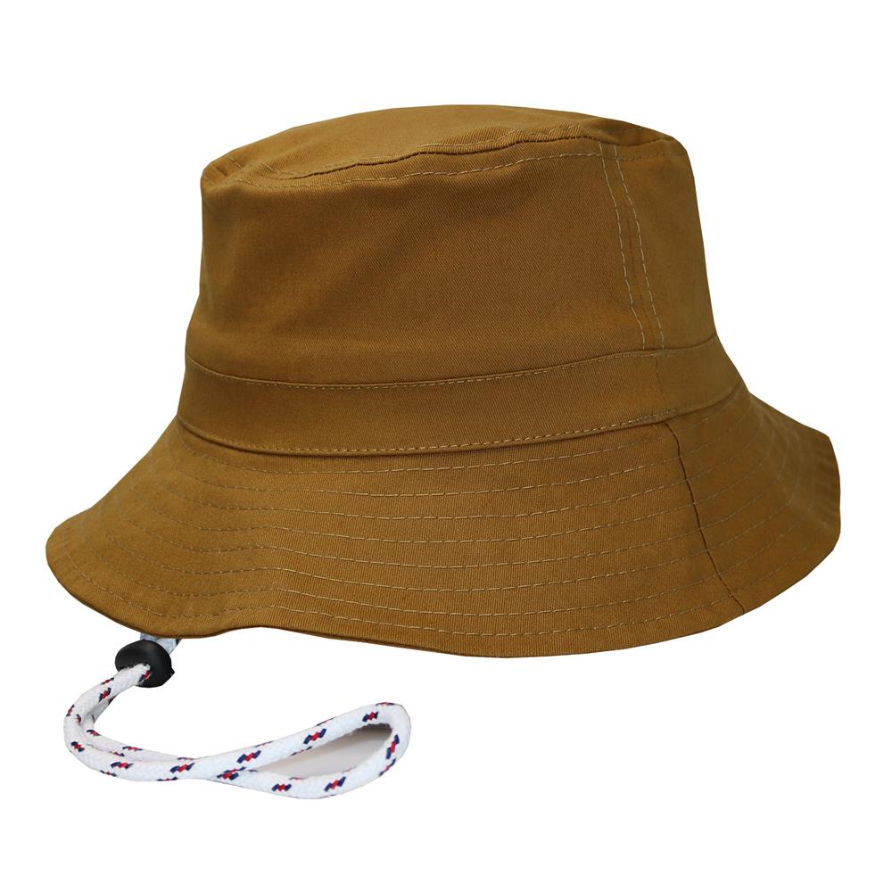 Bucket hat con cordón en gabardina tostado