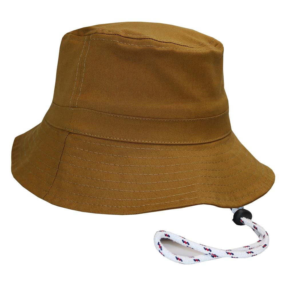 Bucket hat con cordón en gabardina tostado