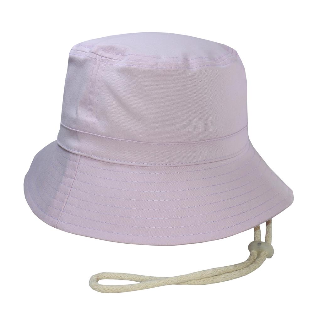Bucket hat con cordón en gabardina lila.