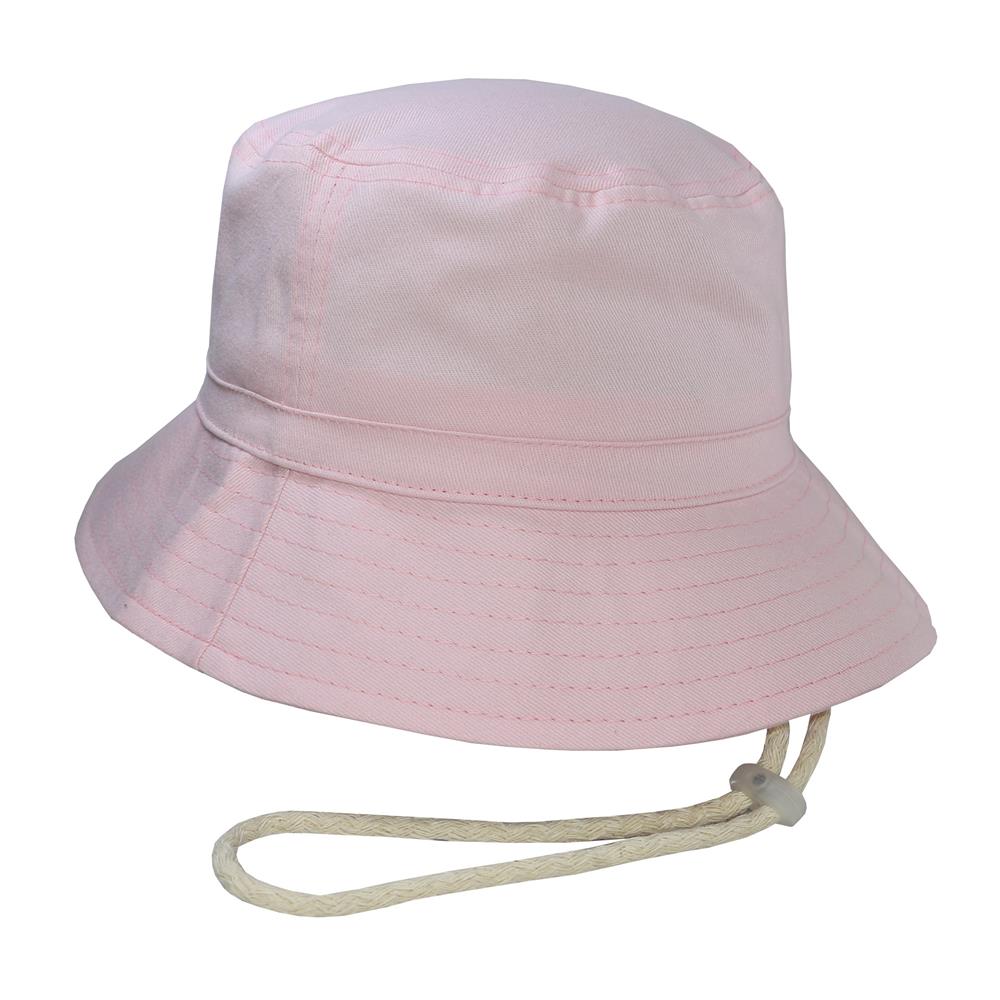 Bucket hat con cordón en gabardina rosa bebe