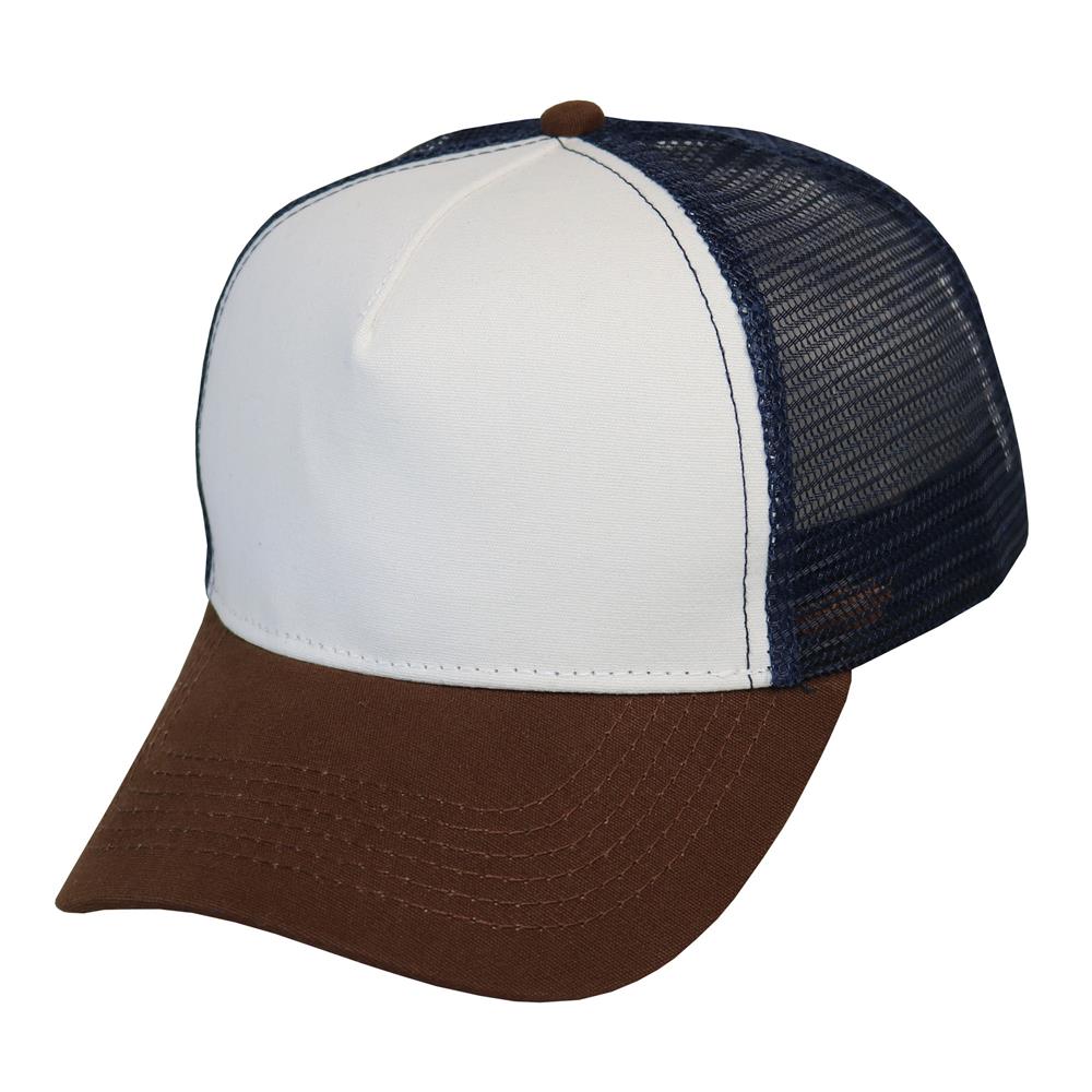 Trucker canva combinado en crudo marino y marron