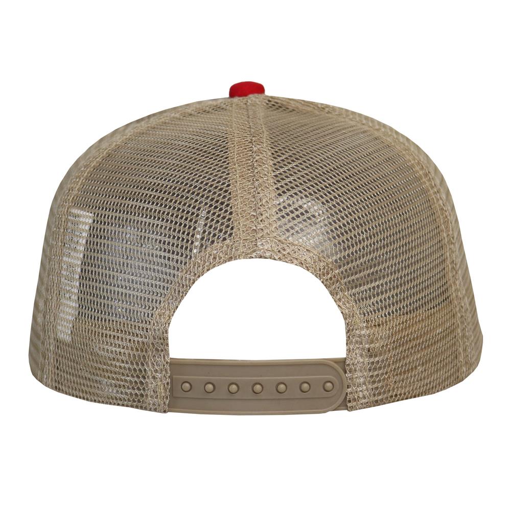 Trucker canva combinado en gris, caqui y rojo 