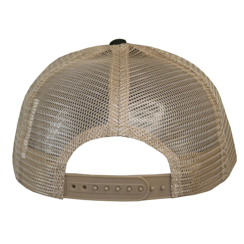 Trucker canva combinado en marron caqui y verde musgo