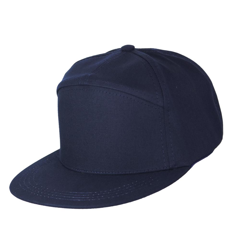 Gorra visera plana 7 paneles azul marino.