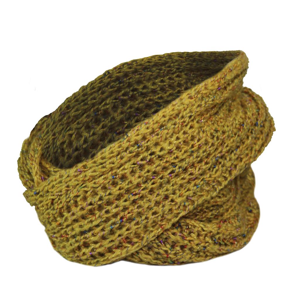 Cuello tejido tubular blanco Mostaza 