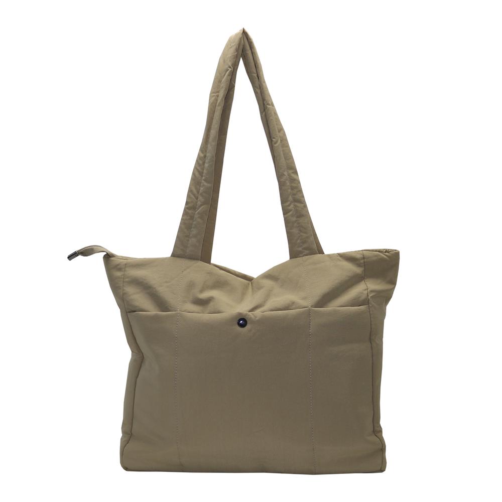 Tote bag puffer con boton caqui