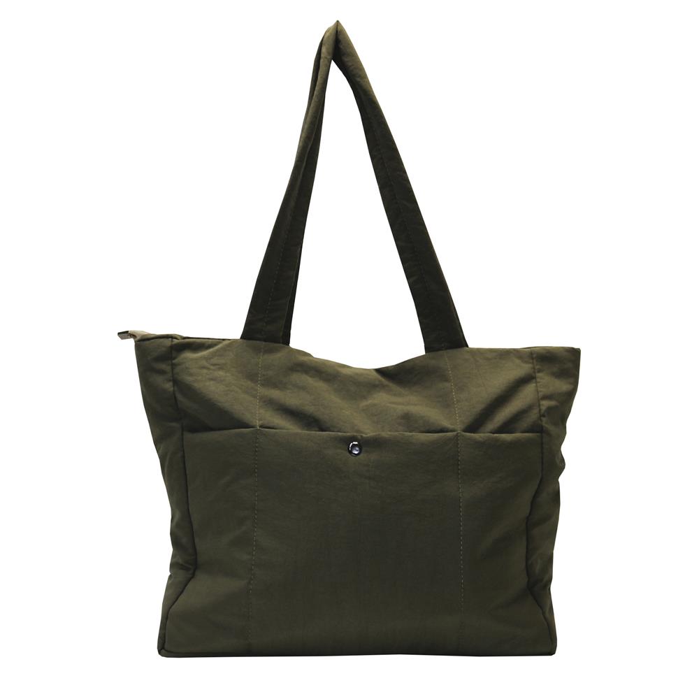 Tote bag puffer con boton verde