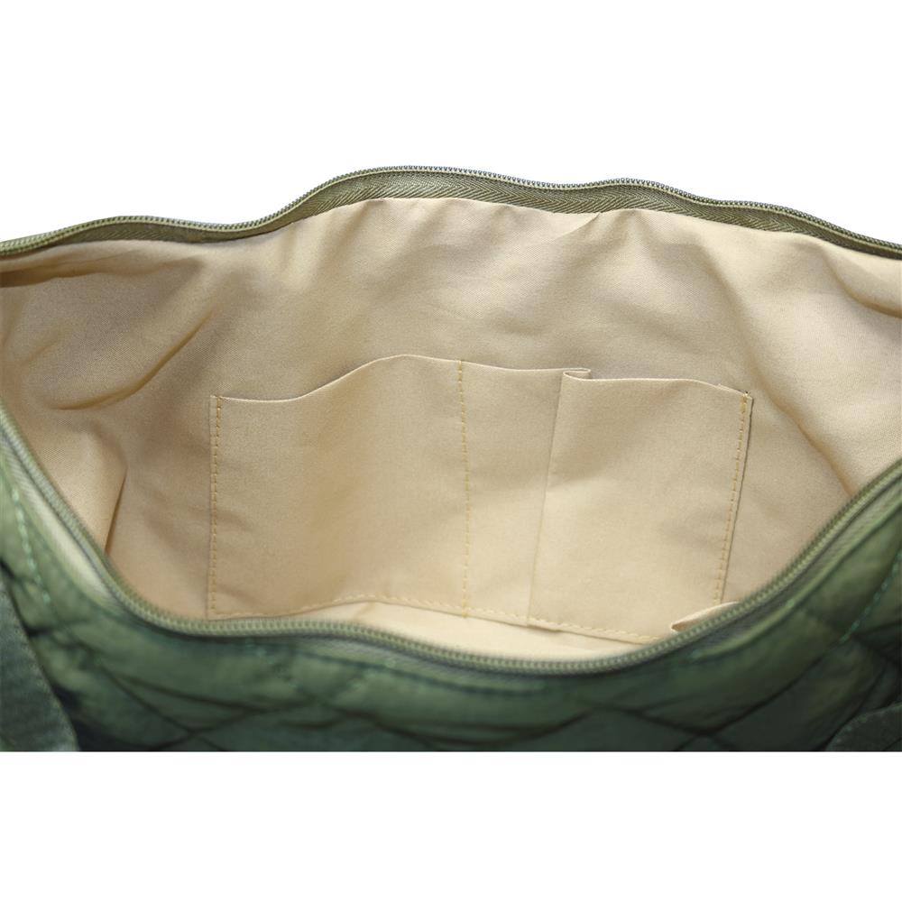 Tote bag puffer con cierres beige