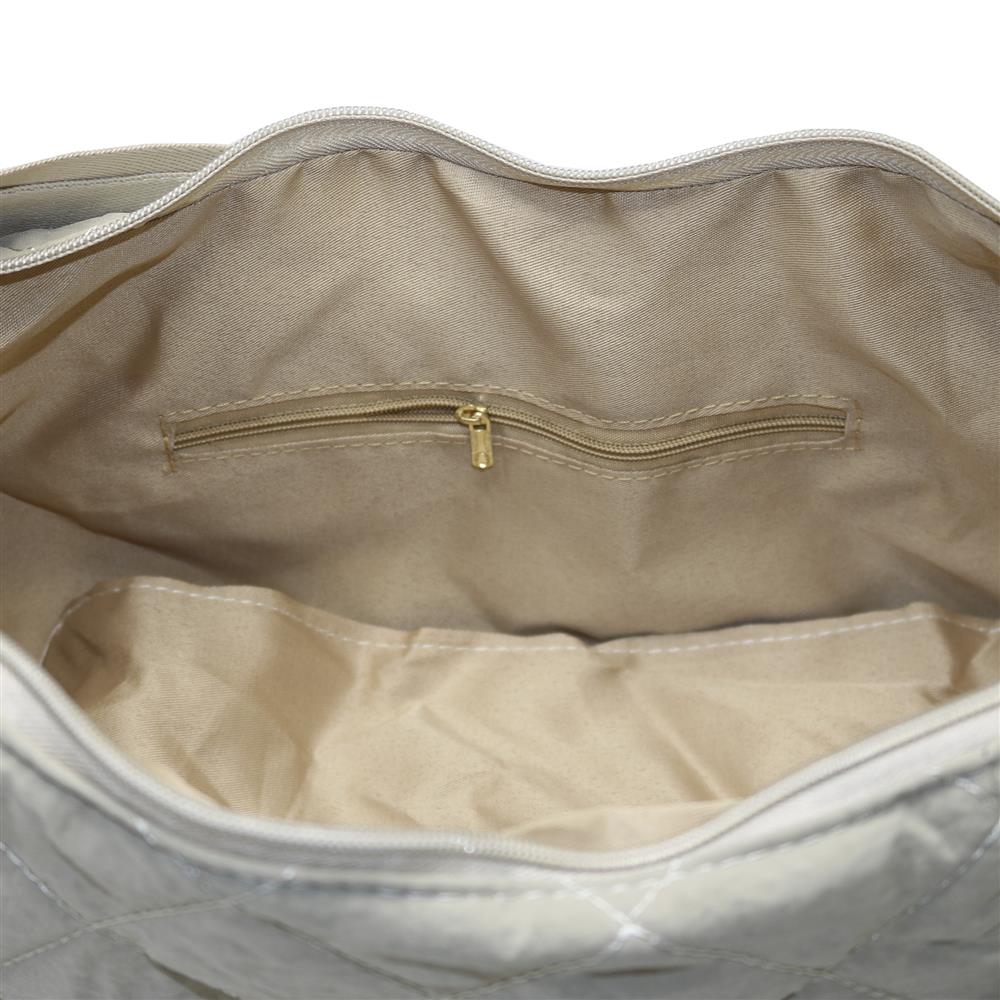 Tote bag puffer con cierres beige