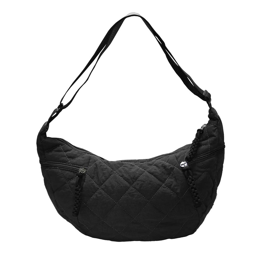 Tote bag puffer con cierres negro 