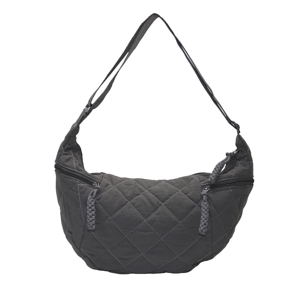 Tote bag puffer con cierres gris