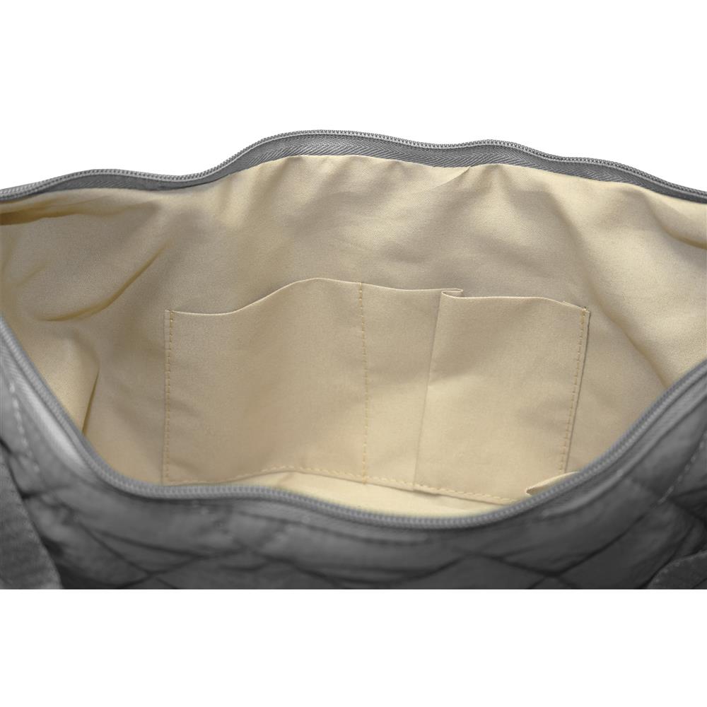 Tote bag puffer con cierres gris